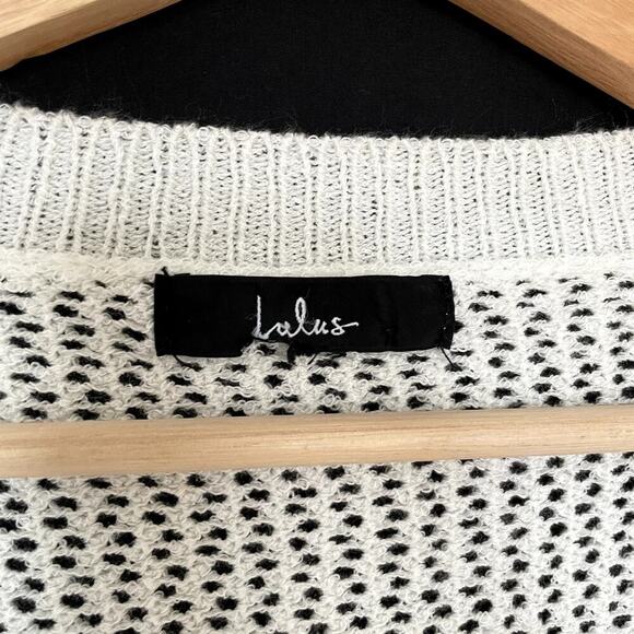 Lulus white sheer knit sweater v-neck women's size M nylon top casual pullover - Picture 3 of 7